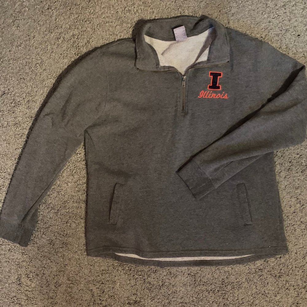 University of Illinois Grey Quarter Zip Pullover